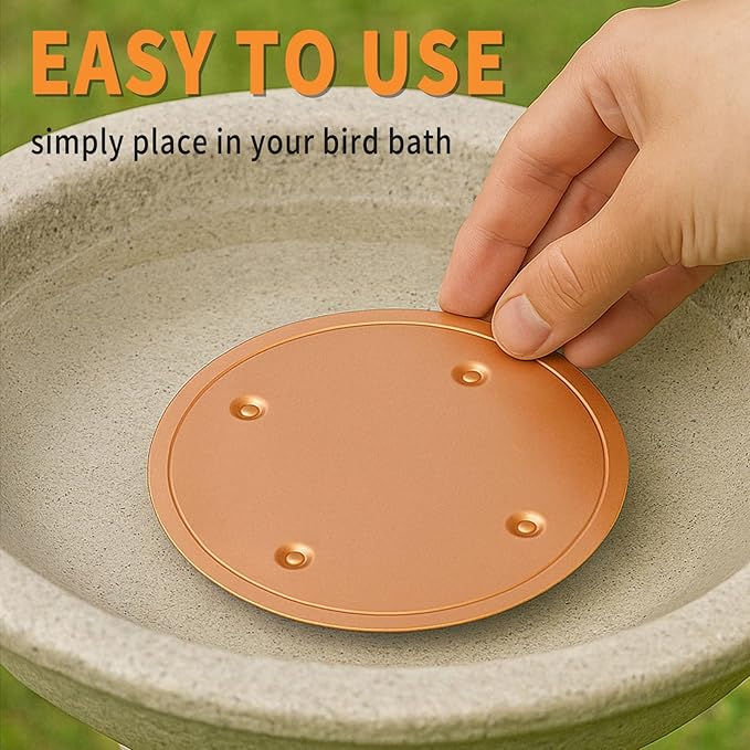 6 Pcs Bird Bath Copper Disk, 0.6mm Premium 99.99% Copper Insert with Raised Point, Fits Most Bird Baths for Indoor Outdoor Garden Backyard – 4” Diameter