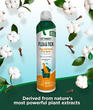 Vet's Best Natural Flea and Tick Easy Spray for Dogs – Cotton Spice Scent – Natural Flea & Tick Prevention – Kills Pests on Contact – Plant-Based Formula – Made in USA – 14 oz