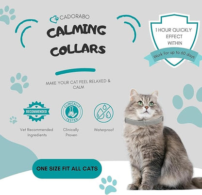 Calming Collar for Cats 4 Pack, Cat Calming Collar, Cat Pheromone collar for Cats, Cat Stress and Anxiety Relief Lasts 60 Days, Adjustable, Water-Resistant & Breakaway Calming Collar Make Cat Relaxed