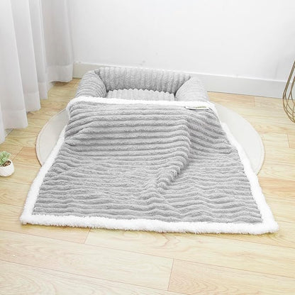 Waterproof Pet Blanket Soft Calming Dog Blanket Cozy Sherpa Fleece Blanket Reversible Furniture Protector Cover for Small Medium Large Dogs Cats Machine Washable, Grey 35x25 in