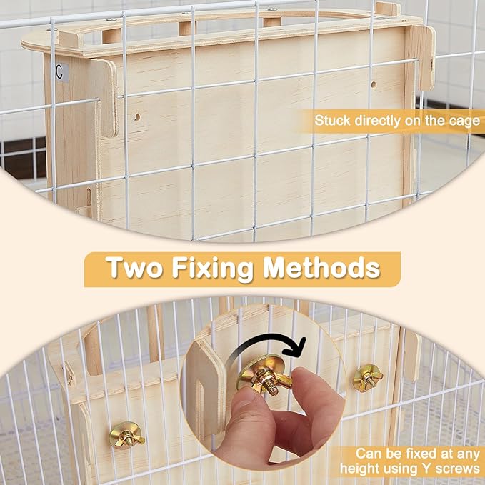 2PCS Guinea Pig Hay Feeder - Wooden Rabbit & Bunny Hay Holder Hanging Rack with Instructions - Suitable for Chinchilla, Ferret & Rabbit Cages