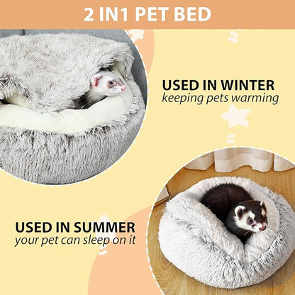 Ferret Bed Cave and Hideouts | Hammock for Cage | Hideaway Bed Accessories | Small Pet Cushion Long Plush Soft Washable for Ferret & Small Animals