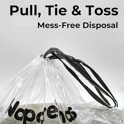 100 Pack Cat Litter Waste Bags, Compatible with Litter Robot 4 & 3, Pre-Separated Transparent Drawstring Liners, Heavy Duty 9-11 Gallon Replacement Bags for Self-Cleaning Litter Box