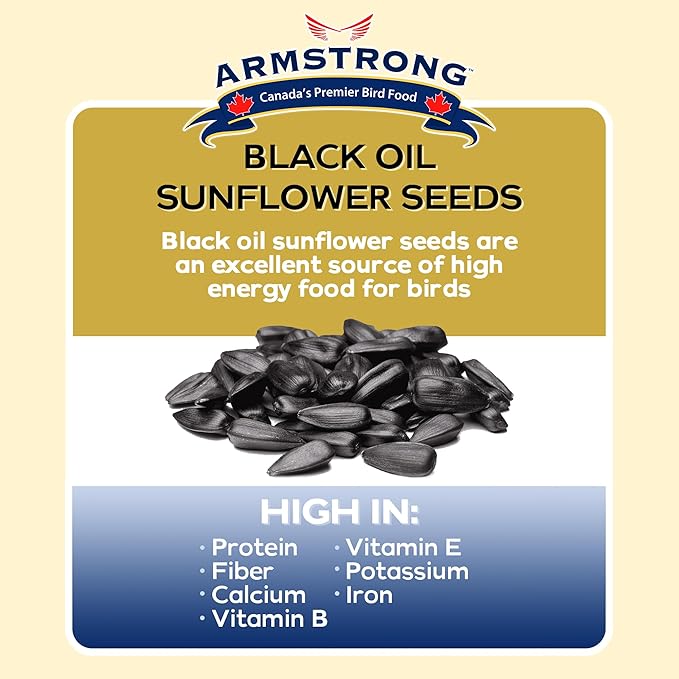 Armstrong Wild Bird Food Black Oil Sunflower Bird Seed, 15.4 Pounds - for Northern Cardinals, Blue Jays and Hairy Woodpeckers - Ideal for Outside Feeders