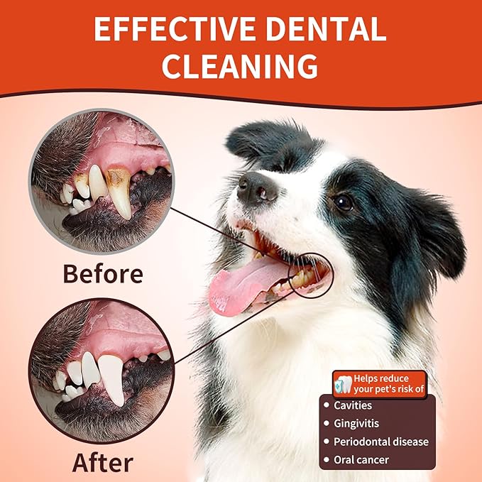 Dog Dental Wipes - Tooth Brushing Kit for Cats & Dogs - Dog Toothbrush Finger Dental Wipes to Remove Plaque & Tartar,Effective Teeth Cleaner (50PCS)