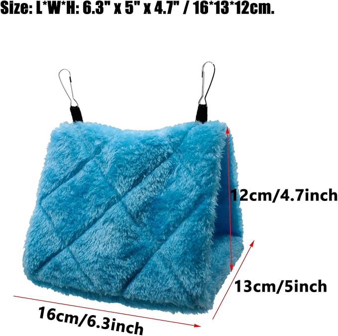 2 Pack Warm Bird Nest House Shed Hut Parrot Sleeping Bed Hanging Hammock Snuggle Cave Birds Hut Hideaway Tent for Pet Parrot Macaw Budgies Cockatiels Cockatoo Lovebird Size S (Blue&Grey)