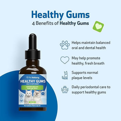 Pet Wellbeing - Healthy Gums for Cats - Natural Support for for Healthy Gums, Teeth and Breath in Felines - 2oz (59ml)