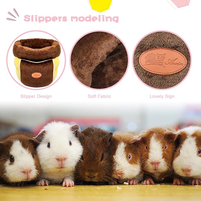 YUEPET Guinea Pig Bed Cuddle Cave Warm Fleece Cozy House Bedding Sleeping Cushion Cage Nest for Small Animal Squirrel Chinchilla Hedgehog Cage Accessories Brown