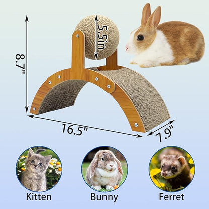 Fhiny Rabbit Scratch Toy, Natural Sisal Rabbit Scratching Ball with Cardboard Pad 2-in-1 Bunny Claw Scratcher Interactive Toys Nail Scratching Post for Indoor Pets Kittens Ferrets Small Animals