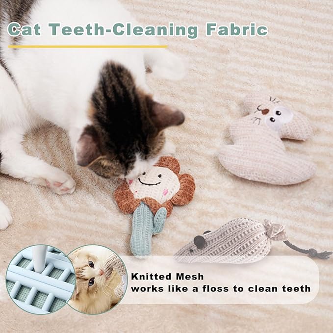 7-in-1 Interactive Cat Toys for Indoor Cats with Washable Adhesive Suction Cup, Hanging Cat Toys, Silvervine Stick and Sisal Chew Rope Catnip Teething Toy for Bored Kitten