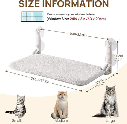 Mewoo 2PC Cat Window Perch, Cordless Window Hammock with Steel Frame and Removable Soft Cover, Embeded Cat Seat with 4 Strong Suction Cups (Grey, 2 Pack)