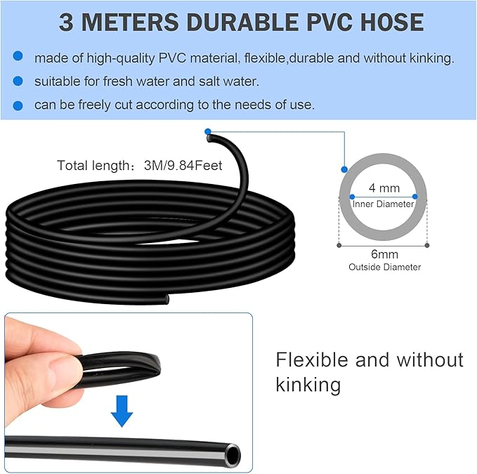 Aquarium air Pump Accessories Set-9.84/26.25/101.71 feet Aquarium Airline tubing Hose,Check valves,air Stones and connectors of I,L,T Shape (9.84 feet Hose 3 Stone 3 Check Valve 3 Connector)