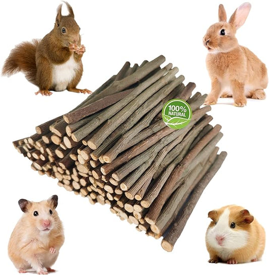 Rabbit Toys,400g Bunny Chew Apple Sticks,100% Organic Natural Hamster Molar Treat,Guinea Pig Food Snack Stuff for Clean Teeth Pet Squirrel Rat Chinchilla Hedgehog Gerbil