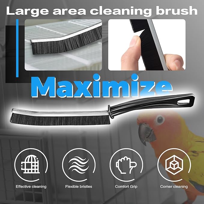 11-Piece Set Bird Cage Cleaner,Small Animal cage Cleaning Tool Plastic and Stainless Steel Cleaning Brush Long Handle Cleaning Brush Spatula Bird Cleaning Bird Drops Multipurpose Cleaning