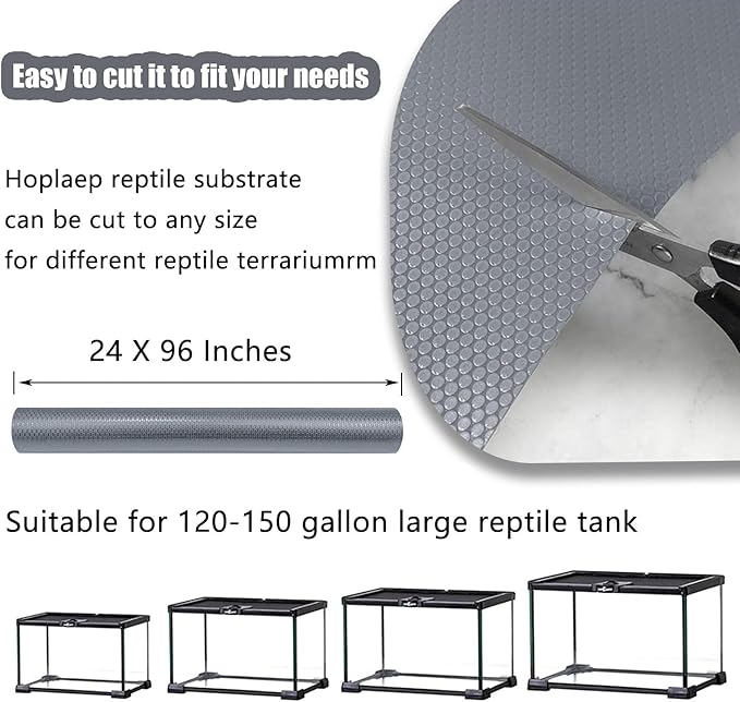Bearded Dragon Tank Accessories, 120 Gallon Reptile Terrarium Liner Mat, 96" X 24" Reptile Flooring Substrate for 4x2x2 Reptile Enclosure, Reptile Bedding Carpet for Gecko,Lizard,Snake,Tortoise, Grey