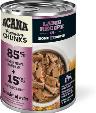 ACANA Premium Chunks in Bone Broth Grain-free Wet Dog Food Lamb Recipe 12.8oz Cans (12 Count)