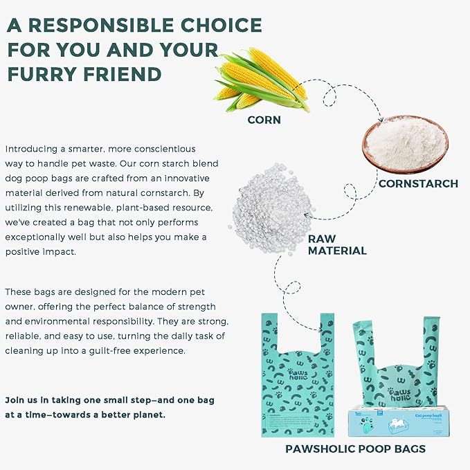 Cat Litter Disposal Bags and Dog Poop Bags with Handle, 360 Counts, Lavender Scented,Corn Starch Blend Extra Thick and Guaranteed Leak Proof Poop bags for Kitty and Doggy