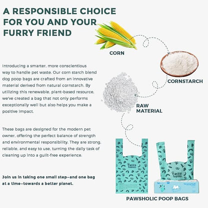 Cat Litter Disposal Bags and Dog Poop Bags with Handle, 360 Counts, Lavender Scented,Corn Starch Blend Extra Thick and Guaranteed Leak Proof Poop bags for Kitty and Doggy