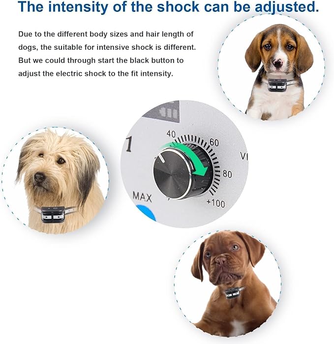 Dog Wireless Fence Pet Training Collar Two Way Signal 2-in-1 System, Adjustable Control Range Warning Strength, Display Battery Level, Waterproof Reflective Dog Collar