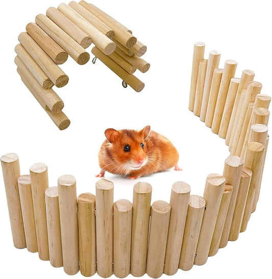 Hamster Bridge19.7x3.9in&9.8x3.9in Rat Wooden Fence Flexible Bendy Climbing Ladder Cage Accessories for Syrian Hamster Gerbil Mouse Rat