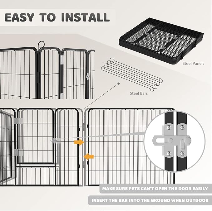 OFIKA Heavy Duty Metal Dog Playpen for Medium/Small Animals, 16 Panels 32" Height x 27" Width, Dog Fence Exercise Pen with Doors, Pet Puppy Outdoor Playpen Pen for Outdoor, Indoor, RV, Camping, Yard