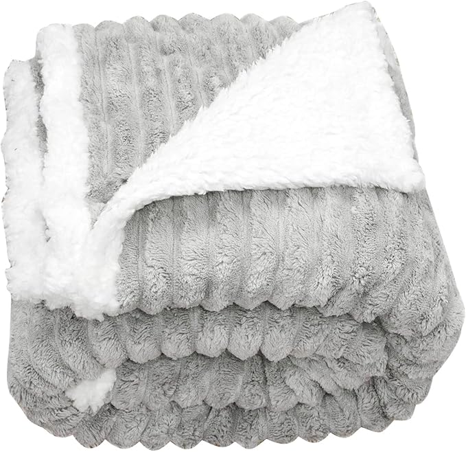 Waterproof Pet Blanket Soft Calming Dog Blanket Cozy Sherpa Fleece Blanket Reversible Furniture Protector Cover for Small Medium Large Dogs Cats Machine Washable, Grey 50x60 in