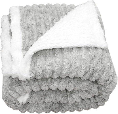 Waterproof Pet Blanket Soft Calming Dog Blanket Cozy Sherpa Fleece Blanket Reversible Furniture Protector Cover for Small Medium Large Dogs Cats Machine Washable, Grey 50x60 in