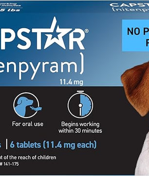 Capstar(nitenpyram) for Dogs Fast-Acting Oral Flea Treatment for Dogs 2-25 lbs, Vet-Recommended Medication Tablets Start Killing in 30 Minutes, 6 Doses