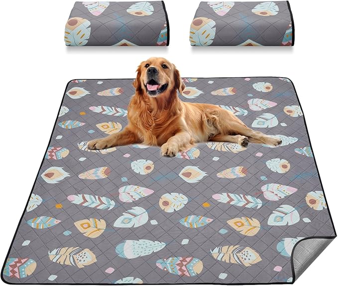 LOOBANI Washable Pee Pads for Dogs, 2 Pack Ultra-Absorbent and Leak-Proof Whelping Mats, Non-Slip Reusable Puppy Pads, Waterproof Puppy Training Mats for Playpen, Crate, Housebreak, 36x36in, Gray