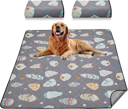 LOOBANI Washable Pee Pads for Dogs, 2 Pack Ultra-Absorbent and Leak-Proof Whelping Mats, Non-Slip Reusable Puppy Pads, Waterproof Puppy Training Mats for Playpen, Crate, Housebreak, 36x36in, Gray