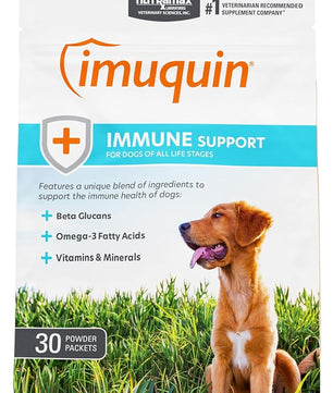 Nutramax Laboratories Nutramax Imuquin Immune Health Supplement Powder for Dogs, with Beta Glucans, Marine Lipids, Vitamins and Minerals, 30 Packets, Updated Version