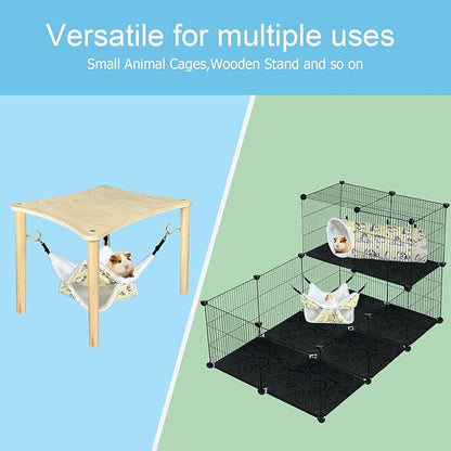 LUCKITTY Small Pet Hammock & Tunnel Set for Ferrets, Guinea Pigs, Rats - Plush Hideout Bed & Cage Toy, 2-Pack, Yellow Guinea Pig Print