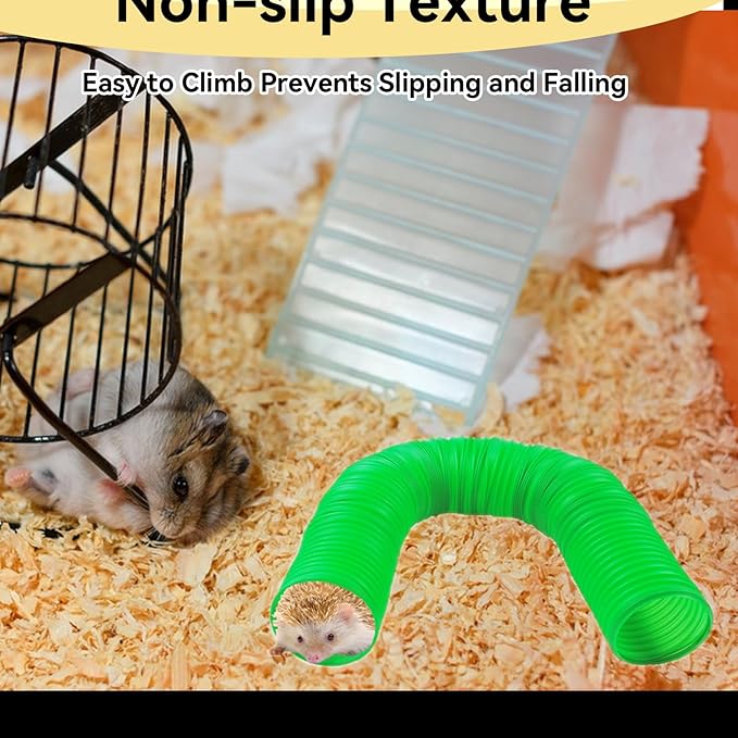 Plastic Hamster Cage Tunnels with Chew Toy,Collapsible Pet Tunnel，Small Animal Tubes,Collapsible Plastic Tunnel,15 Pcs Small Animal Chew Toys for Guinea Pigs, Chinchillas, Rats, Gerbils （Green）