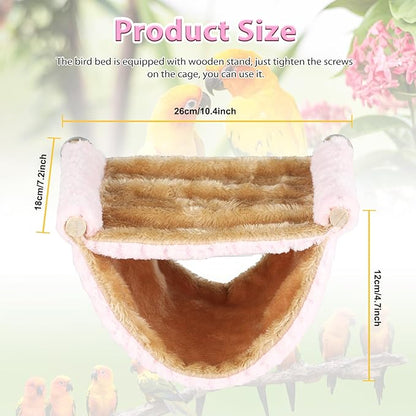 BWOGUE Winter Warm Bird Nest Bed Hanging Hammock Snuggle Hut Parrot House Tent Toy Bird Cage Perch for Parakeet Budgies Cockatiels Lovebird Cockatoo Finch Hamster Chinchilla Guinea Pig(Medium, Pink)