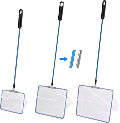 3 Pack Aquarium Net, Multi-Size Fine Quick Fish Catch Nets Extra Soft Nylon Fishing Nets with Plastic Handle for Aquarium Fish Tank Supplies- White (4in,5in, 6in)