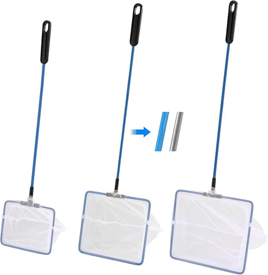 3 Pack Aquarium Net, Multi-Size Fine Quick Fish Catch Nets Extra Soft Nylon Fishing Nets with Plastic Handle for Aquarium Fish Tank Supplies- White (4in,5in, 6in)