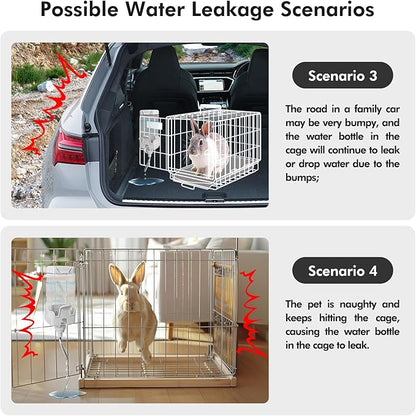 Vannon Small Animal Water Dispenser for Cage, 30oz Auto Feeding Crate Water Bottle for Rabbit, Chinchilla, Ferret, Guinea Pig, Squirrel, Hedgehog, Pet Nozzle Diameter: 10mm, BPA Free, Grey