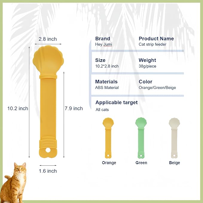 2pcs Cat Strip Feeder, Happy Spoon for Cats, Lickable Squeezable Creamy Treat, Wet Treats Dispenser, Cat Treat Spoon Squeeze, (Beige&Green/Beige&Orange)
