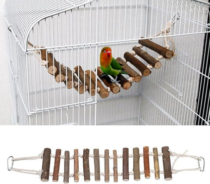 Bird Ladder, Rope Bridge, Rope Ladder, Wood Ladders Swing Toy, Pet Chewing Toys, for Pet Bird, Hamster, Parrots, 24 X 3.9 Inch