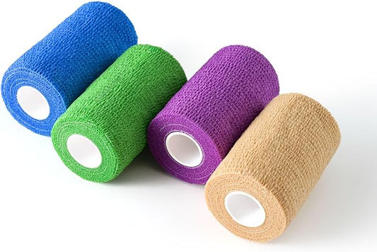 WePet Pet Wrap, Self-Adhesive Non-Woven Bandage, Emergency Cohesive Gauze, for Dogs, Cats, Horse, Birds, Wounds, Wrist Healing, Ankle Sprain, 3 Inch, 4 Rolls