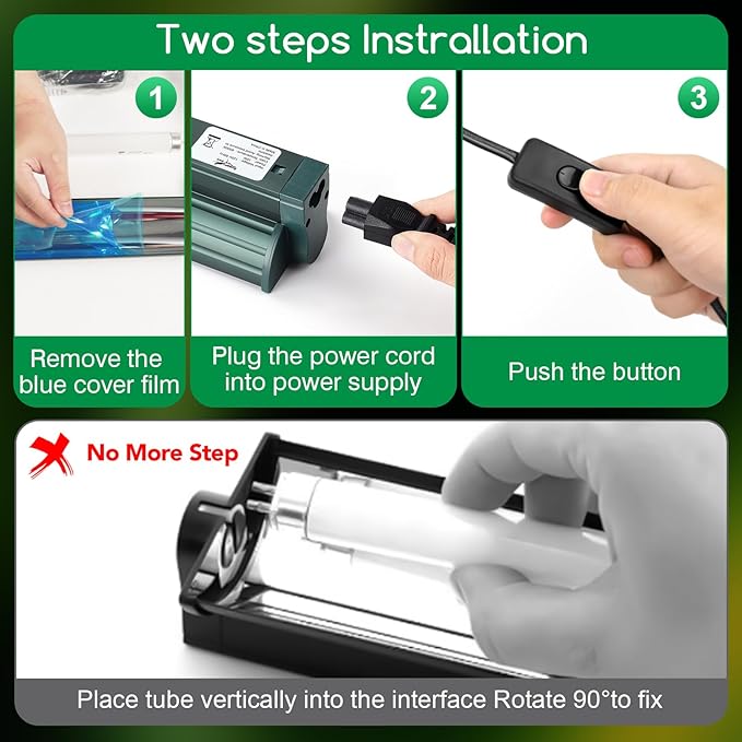 T8 Reptile Light Fixture Combo Kit 17W Green Light 10.0 UVB Fluorescent Tube for Reptiles