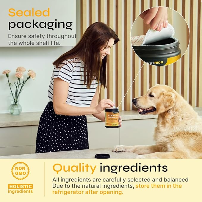 Flea and Tick Prevention for Dogs - Dog Flea Treatment Chews - Immune Support Flea and Tick Chewables for Dogs - Dog Flea & Tick Control Supplement - All Breeds & Ages - Vet Formulated - Soft Treats