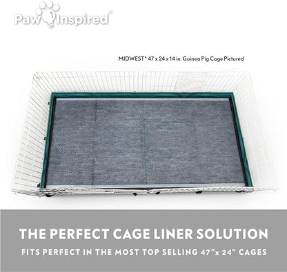 Paw Inspired Disposable Guinea Pig Cage Liners | Bamboo Charcoal Odor Controlling | Super Absorbent Liners Pee Pads for Ferrets, Rabbits, Hamsters, and Small Animals (47" x 26" (Midwest), 8 Count)