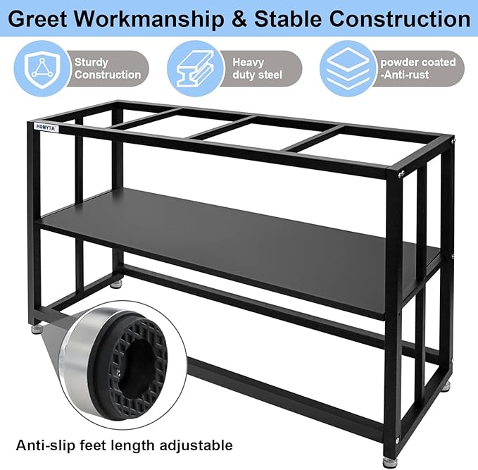 Fish Tank Stand Heavy Duty Metal Aquarium Stand 55 Gallon Tank Stand 660LBS 48.4" L x 14.17“W x 29.5”H, Double Layer for Home and Office More Storage Space, Black