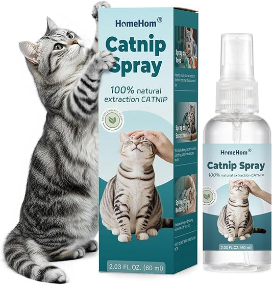 Catnip Spray for Cats - Highly Potent for Energizing Play & Toy Renewal, Calming Stress Relief for Indoor Cats, 100% Natural Organic Catnip, Mess-Free Herbal Formula (2 fl.oz)
