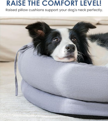 Orthopedic Dog Bed for Medium Size Dogs, Pet Sofa Bed with Egg Crate Foam, 4-Sided Bolster, Removable Washable Cover & Anti-Slip Bottom, Medium Gray