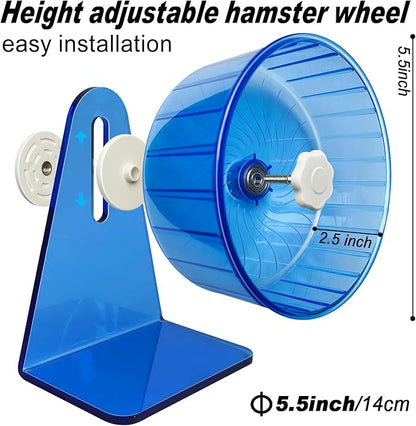 Hamster Wheel,Silent Wheel,Super Silent Hamster Exercise Wheels,Silent Hamster Wheel,Adjustable Stand Hamsters Exercise Wheels,Quiet Rat Wheel (Φ 5.5 inch, Blue)