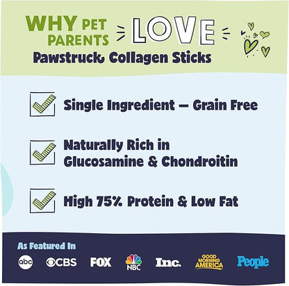 Pawstruck Natural Large 12" Beef Collagen Sticks for Dogs – Long-Lasting Rawhide Alternative, High Protein Treats with Chondroitin & Glucosamine – 5 Pack