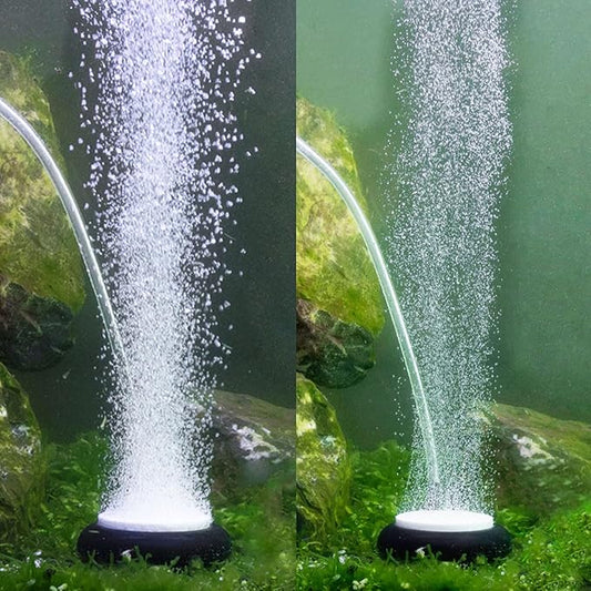 hygger Aquarium Air Stone, Fish Tank Bubbler, Nano Furnace Flue Round Stone Disk, Small Bubbles and High Dissolved Oxygen, with 2 Suction Cups, 1 Adjust Valve, 1 Check Valve (2 Inch)