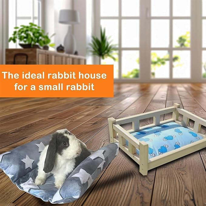 11.8 X 14.2in Removable and Washable Soft Rabbit Bed, Thickened and Softer Bunny Bed, Double-Sided Plush Rabbit Beds,Rabbits Concave Bed,Small Beds for Animals Indoor,Small Gray